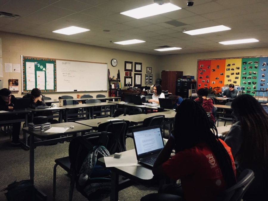 Debate students work hard to prepare for upcoming tournaments. For some competitions, students must prepare their argument for the topic in advance. Weve been writing a pro/con speech, says Kate Carline.