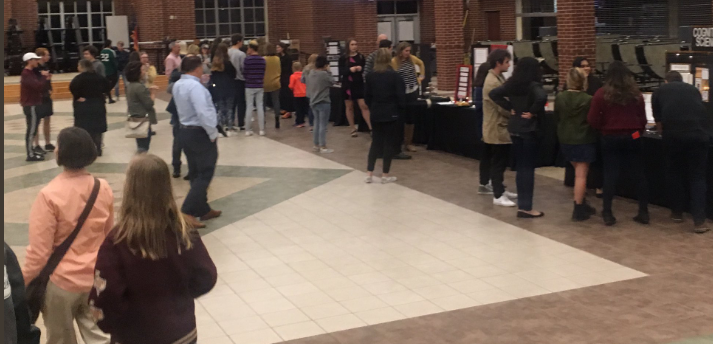 Guests line up to view the work of students in the “Prosper Career Independent Study” course. This event happened in the cafeteria Dec. 13, and Principal John Burdett posted this photo on his Twitter feed, which was shared on the Prosper High School account. The future is here, Burdett posted. it is so exciting to hear our amazing students tell about their research/mentorships.
