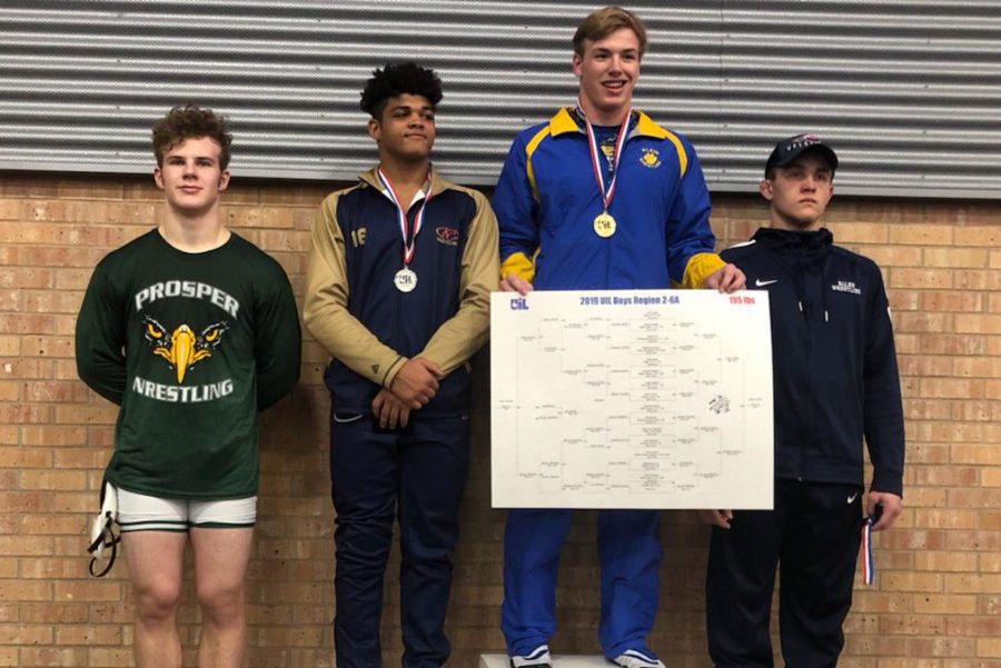 Eagles wrestler and student Rylan Bonds wins 4th place at competition. The boys and girls wrestling teams will be competing at UIL State and they have a send-off Thursday at 8:30 a.m. This photo is from the Eagles Wrestling Twitter (@Eagle1Wrestling).