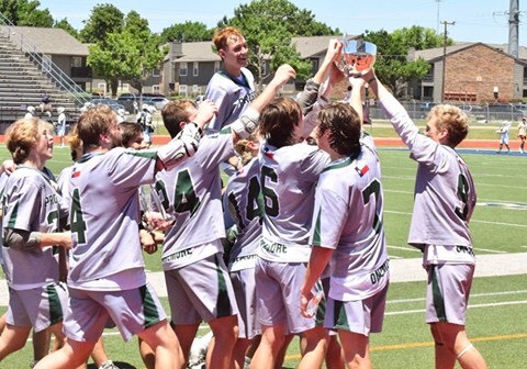 The boys lacrosse team holds up their 2019 DII State Championship trophy in celebration. The team beat Smithson Valley in the final game, 11-5 on Sunday, May 12, in the Texas High School Lacrosse League semi-finals and state championship at Ron Poe Stadium in McKinney. This is the first state championship win for Prosper boys lacrosse. “It was like a dream, Delano said. And, Im still waiting to wake up.”