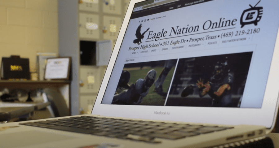 The+front+page+of+Eagle+Nation+Online+shines+on+writer+Emma+Hutchinsons+laptop.+The+online+newspaper+is+student-led+and+focuses+on+publishing+at+least+once+a+day.+For+updates+on+the+school+and+community%2C+check+out+ENOs+Instagram%2C+Twitter%2C+and+Facebook+profiles.++