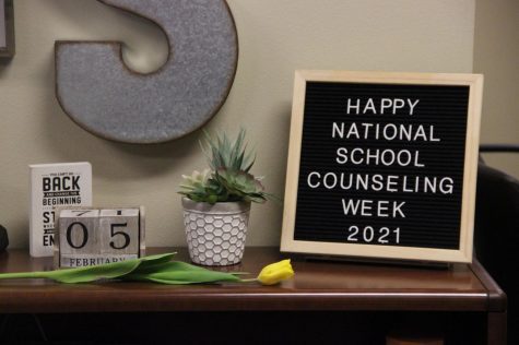 As it calls attention to those who are celebrating National School Counseling Week, a board rests in the Upper House. National School Counseling Week occurred from Monday, Feb. 1, to today, Feb. 5. Students can find counselors and assistant principals when they need them in both the Upper and Lower House office complexes. Students should go out of their way to acknowledge the counselors and thank them for what they do for students, assistant editor Amanda Hare said in the attached editorial. They often go unappreciated, so students should work to express their gratitude for them today.