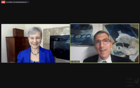 A screenshot shows Peter Marks, the Director of the Center for Biologics Evaluation and Research within the Food and Drug Administration, and FDA commissioner Janet Woodcock talking in a virtual press conference with student journalists on May 18. The press conference came after the FDA announce on May 12 that the Pfizer-BioNTech vaccine would now be available to children of ages 12 to 15. The FDA will continue to work diligently to protect the health and safety of Americans of all ages and we’re committed to making decisions that are guided by science people can trust, Marks said. We know that working together, we can overcome the challenge of COVID-19.”