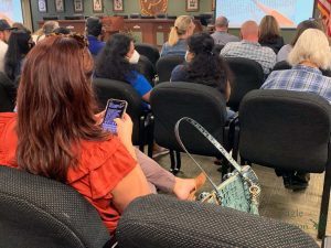 On the Notes app of her phone, Prosper resident Christine Chiappinelli prepares her speech for the school board meeting. Chiappinelli spoke out against a mask mandate. The board meeting occured Monday, Aug. 23, at 7 p.m. at the districts administration building.