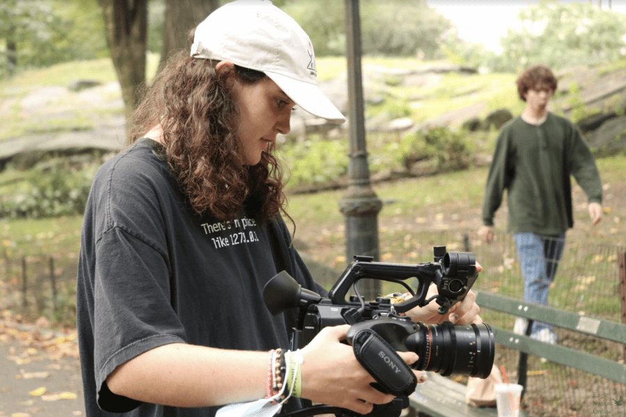 Filming, senior Alexandra Frederick directs her actors for her teams short film. The Eagle Production Group recently competed from Oct. 5-11 at the All-American Film Festival in New York City. The prompt given to all competing teams was Waiting For.