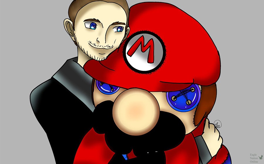A graphic, drawn by senior Abigail Bergstrand, shows  actor Chris Pratt holding a giant Mario Plushie. Ever since the announcement that the actor would play the famous Italian plumber, Pratt has gone on Instagram showing his love for the Super Mario Bros. games. Pratt said he is honored to play Mario in the new animated film. The quarter I stole out of the wishing well to play Super Mario Bros has come true that I get to be the voice of Mario, Pratt said. As it is right now, its a me, Mario.