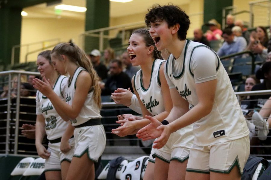 Clapping+for+their+teammates%2C+senior+Hayden+Nichols+and+junior+Delaney+Siano+cheer+after+a+successful+play.+Siano+played+last+year+on+junior+varsity%2C+and+this+is+her+first+year+on+varsity.+Sianos+older+brother%2C+Aidan%2C+graduated+last+year%2C+and+now+attends+Rice+University%2C+where+he+plays+football.+
