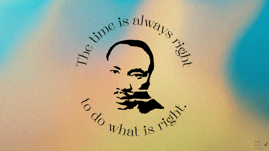 In+a+graphic+made+by+senior+and+designer+Caitlyn+Richey%2C+a+picture+and+quote+by+Martin+Luther+King+Jr.+is+shown.+Richeys+idea+behind+the+design+is+that+the+colorful+background+represents+the+diverse+groups+of+people+Martin+Luther+King+Jr.+worked+to+unite+through+his+words%2C+which+are+featured+at+the+center+of+the+design.+MLK+Day+occurs+yearly+on+the+third+Monday+of+January.+This+year+will+mark+the+holidays+36th+anniversary.+