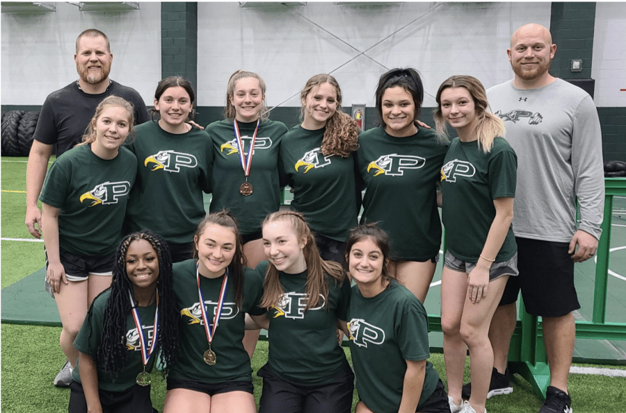 After+the+meet%2C+the+girls+powerlifting+team+celebrates+their+accomplishments.+A+total+of+12+school+records+were+broken.+Their+next+meet+is+Thursday%2C+Jan.+27%2C+at+Frisco+Wakeland.++