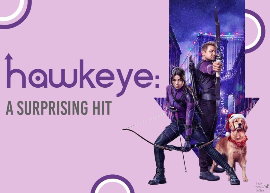 Featuring the Hawkeye main characters, a digitally constructed image by senior Amanda Hare introduces a review over Marvels new TV show, Hawkeye. Hare wrote a review over the show with senior Gabriella Winans. I think one of the best parts about the show was just how likable Kate and Clint were, Hare said in the attached review. I can’t wait to see them – and Yelena – in future works. (Photo by Marvel Studios, digitally constructed image by Amanda Hare.)