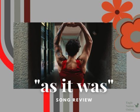 An infographic made with Canva features singer Harry Styles lifting his arms. Styles released As It Was at 7 p.m. March 31. His third studio album, Harrys Home will release May 20.