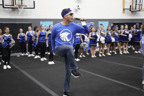 As he motivates the students, Nicholas Jones works to hype up the crowd at one of the annual pep rallies at Hays Middle School. Jones will be leaving Hays to become the principal for the 2022-23 school year at Prosper High School. “I am going to miss the kids,” Jones said. “I hired all of the staff (at Hays). I opened the school, so every single person there, I hired. Thats going to be a challenge to leave them. 
