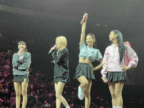 Posing for the crowd, Jisoo, Jennie, Rosé, and Lisa conclude their song. The Born Pink World Tour  included old and new songs on the setlist. Fans were excited to relive the old Blackpink eras. 