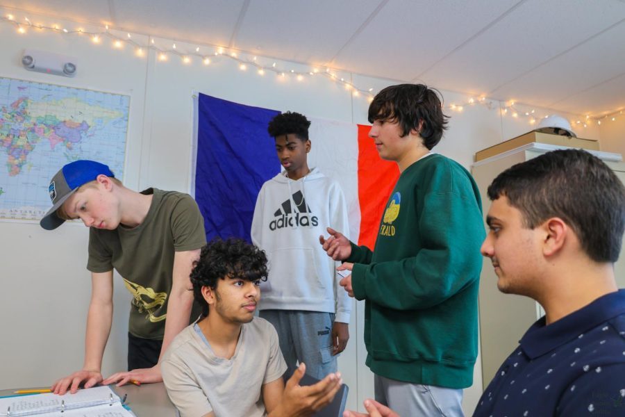 To prepare for their upcoming Honors French 2 assessment, sophomores Zane Pedersen, Cheralatan Saravanan, Ray Johnson, Nathaniel Ray and Raham Shinwari talk about their healthy and unhealthy habits in French. In the attached editorial, the Eagle Nation Online staff takes the stance that more than two years of foreign language classes need to be required in American public schools. I think that the lack of foreign language education leads us to be kind of ignorant to other cultures, Ray said. I want foreign languages to be more available at a much earlier age.
