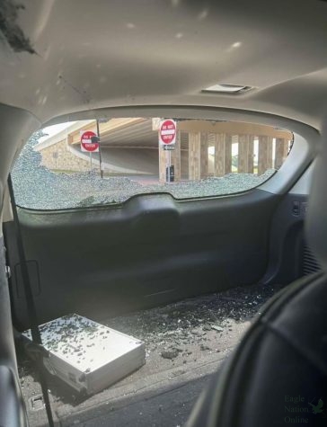 Broken glass fills this view of sophomore Kritika Kothas family car. Kothas sister took this picture as she hid in the vehicle, which had been shot at during the shooting at Allen Premium Outlets. The shooting occurred May 6.  In the attached article, experts give safety information to implement, including advice to conceal and cover in order to survive this type of situation. Conceal means Im hidden, but it wont stop a bullet, like a bush, thin door, or wall, former officer Lt. Mike Archibeque said. Cover means it will stop a bullet and protect you – a concrete wall/pillar or a car engine block. The more items you can put between you and the shooter, the greater the likelihood it will stop the bullets. 