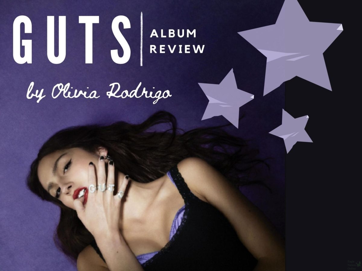 Olivia Rodrigo released her second studio album on Sep. 8. Guts was produced by Daniel Nigro and includes 12 tracks. She released the songs vampire and bad idea right? before her reslease of the full album. (Album cover by Geffen Records)