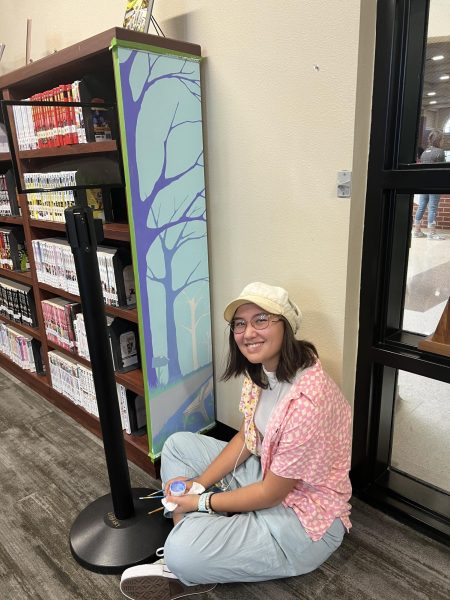 In the nest, 2023 PHS graduate Caitlyn “Cat” Schurter paints a bookshelf. Shurter attends California Polytechnic University. The nest offers outlets for creativity with the Makerspace that holds resources and technology available to students. 