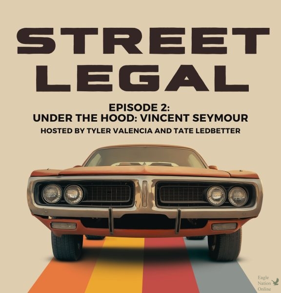 The graphic above created by ENO design editor Tess Gagliano serves as the cover for episode 2 of Street Legal. This episode featured guest speaker Vincent Seymour, PHS auto-tech teacher.