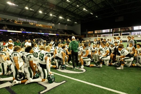 Surrounded by underclassman and coaching staff, the Prosper Eagle Football seniors mourn their final game. The loss to North Crowley ended the teams 2023 season. All District and MVP awards were announced Monday, December 18.
