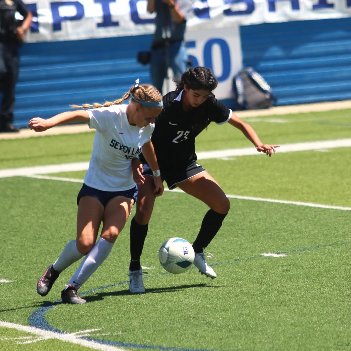 Eyes on the ball, freshman Samantha Tovar tries to block out the opponent. The Eagles end the season and make school history as they achieved their 1-0 win against Westlake during state finals. Along with this win, the Eagles are ranked no. 1 in state.