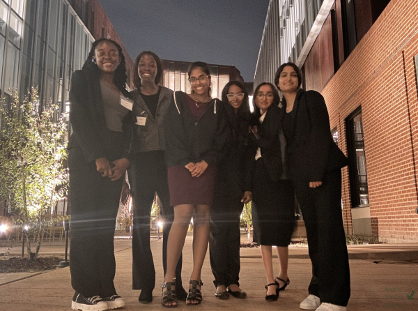 Junior Anisha Mandem, far right, stands with the rest of her team in front of the McNair Hall, the Rice University business building. The Rice MUN competition took place from Friday, March 22 to Sunday, March 24. More than 300 delegates participated in the conference, which took place on the Rice University Campus in Houston. 

In order from left to right, these students participated: junior Oluwafikayomi Ogunnoiki, junior Everlyn Omandi, junior Katya Kondragunta, sophomore Shivani Sathish, sophomore Trisha Panicker and junior Anisha Mandem. 