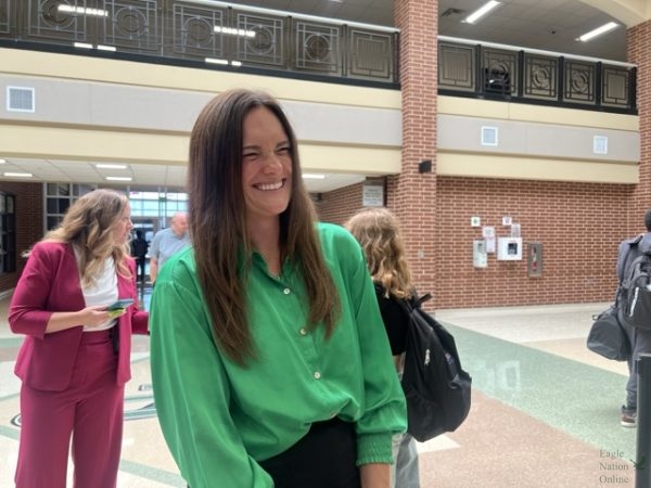 While greeting students at lunch duty, Associate Principal Paige Trujillo welcomes students back to Prosper High School. This moment comes from Aug 13., the first day of classes. "I love seeing everybody's new shoes, but, on a more serious note, I just love the energy in the building," Trujillo said. "Mr.  Jones and I are here all summer while people are gone, so the building feels kind of sad without everybody in it. So, the best thing is when teachers come back and all that energy, and then y'all come back, and that's even more energy. I truly love this job, and I love Prosper High School. So when everybody comes back, that's the best part – coming back to school."
