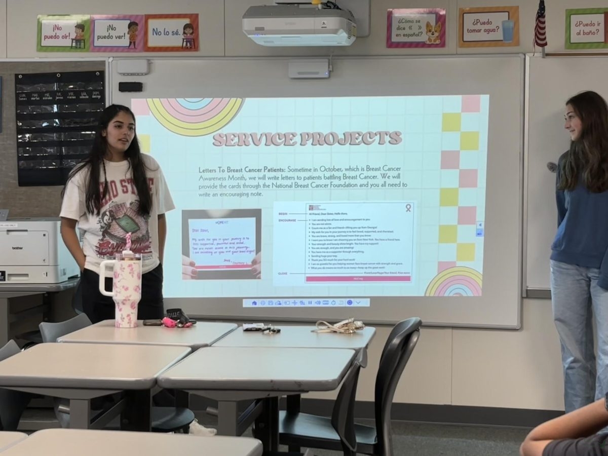 As she speaks with members of the Key Club, president and senior Reva Pandey introduces the club values to new members. This is Pandey's third year in the club. She is also an officer on the Prosper Talonettes drill team, and a Student Council member. 