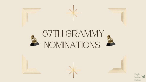 Displayed in a Canva graphic, the iconic gold gramophone representing the Grammy Awards is shown. The 67th Grammy Awards will take place on Feb. 2, 2025. The event will take place at Crypto.com Arena in Los Angeles. 