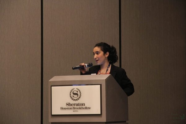 Playing a crucial role in the logistics of Civic Leaders of America, Texas Chief of Staff senior Mara Gonzalez Moral addresses the room with confidence. CLA is an entirely student-led organization with the mission of fostering civic engagement among high schoolers through regular debates, local conventions, information about current events, activism and volunteering opportunities. "Being a part of CLA has truly been the most rewarding activity of my high school years," Moral said. "I hope that if you join as well, you will find that you experience can be just as incredible."