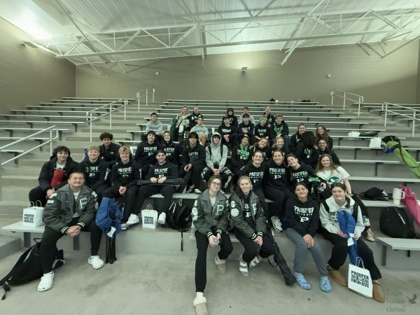 The varsity swim team poses for a picture before District 5–6a. The following team members gathered for this photo are junior Georgia Wimberly, junior Sienna Acuff, junior Cody Coleman, sophomore Kendall Backus, senior Nick Vargas, junior Carver Anderson, senior Jackson Bowman, freshman Dillion Ozanne, freshman Jack Gaspercic, senior Addison Johnson, senior Ava Goodwill, junior Hamza Aboutaleb, senior Shane Gorokhovosky, junior Will Stewart, senior Adam Chong,  freshman Ishika Goyal, sophomore Kensie Albrecht, freshman Hannah Nelson, senior Anna Ramirez, sophomore Tristan Monaco, sophomore Lane Owen, senior Kaiden MaGee, senior Tyce Pierce, sophomore Avery Ringger, junior Violet Ringger, sophomore Elsie Anderson, freshman Heather Davis, sophomore Xander White, junior Kiera Williams, junior Hayden James, junior Alanys Aviles Barbosa, and sophomore Ava Anderson.   "It was such a great experience seeing everyone swim after weeks of practice," sophomore Kensie Albrecht said. "Everyone did amazing, the hard work paid off."