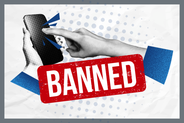 Made in Canva, the infographic depicts the new phone ban enacted by the Texas Legislature.  According to KERA News, phones were banned to reduce distractions and improve students' mental health. Students said that they had concerns with this new law.
