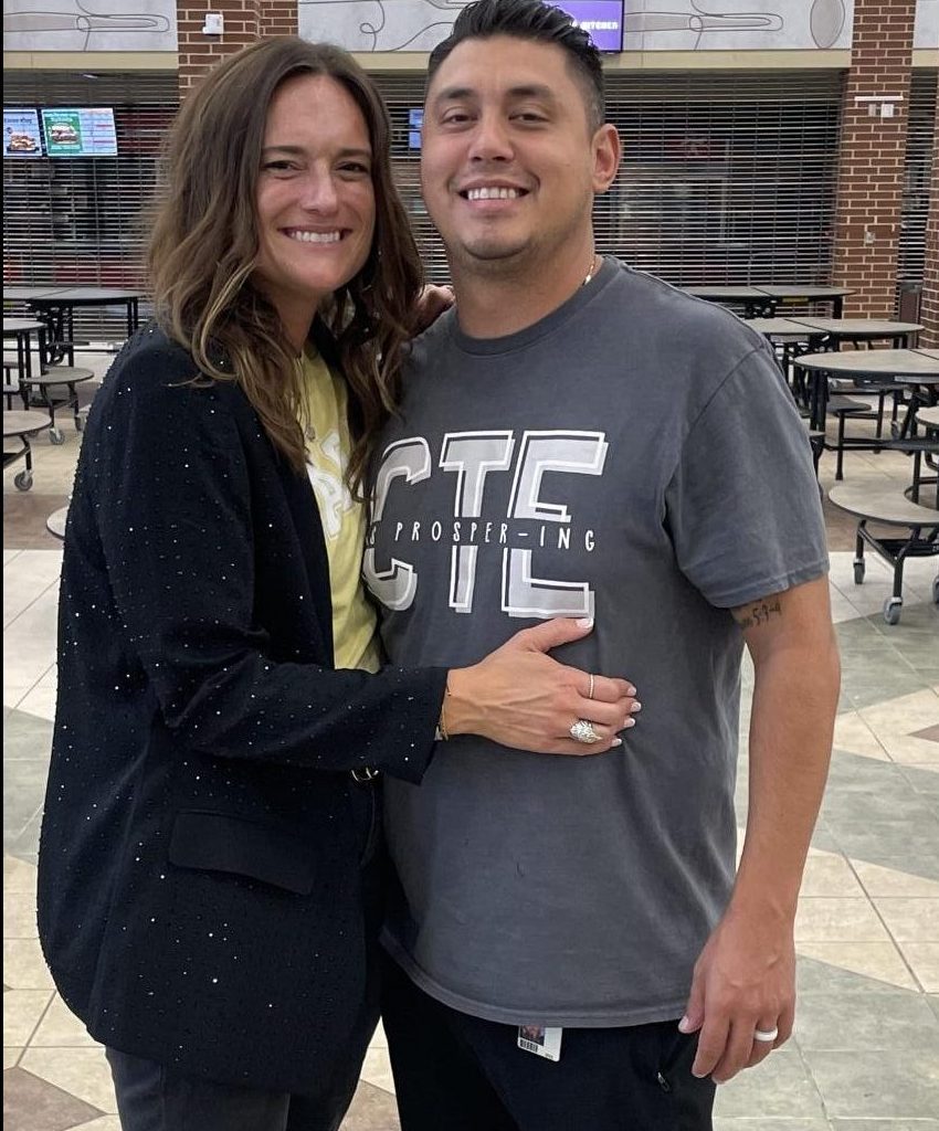 With his wife, Principal Paige Trujillo, Ricky Trujillo takes a supportive stance. The Trujillos have been married for 10 years. "And, you know, what makes Prosper special is the people it is the kids, and the staff and the community," Coach Trujillo said, "You know, that we get to serve here.” 