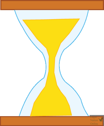 Created by graphic designer Adnen Agoh, a depiction of an hourglass can be seen. This is Agoh's first year on the ENO staff. In the paragraph, the graphic designer discusses the importance of time and relationships.