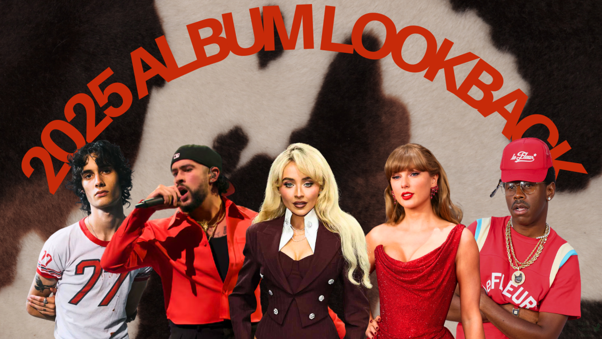 Through a graphic designed in Canva, a few notable artists from 2025 are showcased. These artists include Sombr, who burst onto the music scene with "Back To Friends," and Laufey, who released "A Matter Of Time." Not only that, but more known artists like Sabrina Carpenter, who released her album "Man's Best Friend" last year, Bad Bunny, who will be performing at the 2026 Superbowl Halftime Show, Taylor Swift, who fully embraced the Life of a Showgirl in 2025, and Tyler The Creator, who surprised everyone with "DON'T TAP THE GLASS" all released in 2025.