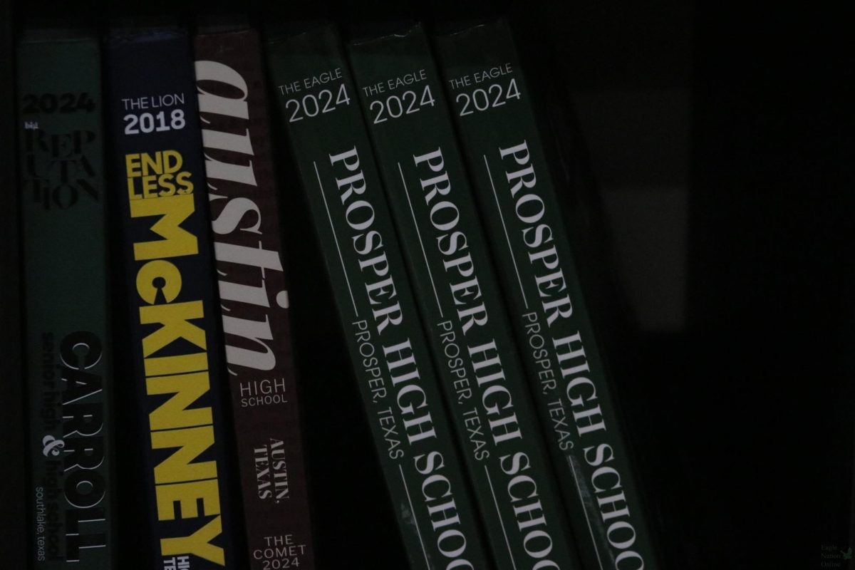Resting on the shelf, the 2024-2025 yearbook is shown. It costs $90 to buy the yearbook this year. "The yearbook this year is going to be 320 pages," Potter said. "The yearbook will be finished in February."