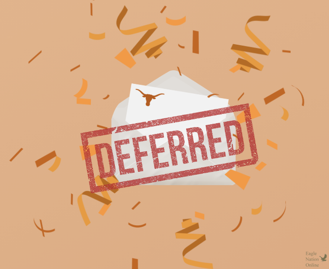 The graphic shows the reality for many students who applied early action this school year. Many in the top 5% were deferred to regular decision, causing frustration among them. UT Austin is ranked No. 7 in public universities in the U.S.