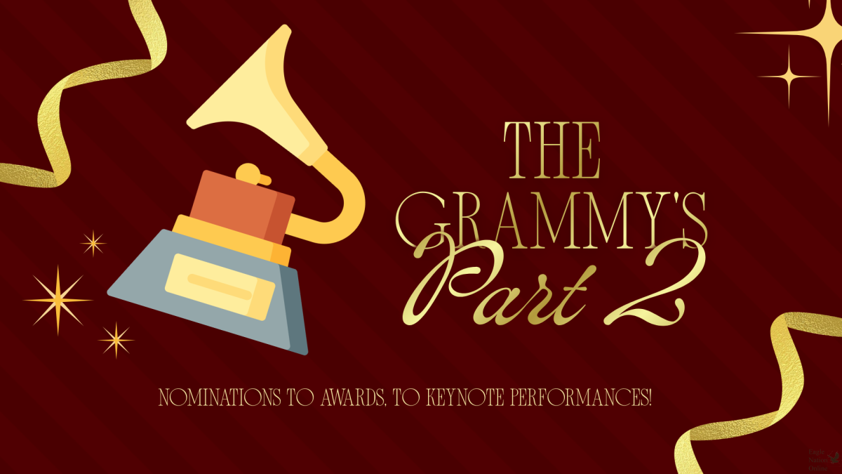 Through a graphic designed in Canva by senior Victoria Byers, the aspects of the ninth episode of the second season of The Sound Spectrum are presented. For this episode, hosts Byers and sophomore Ethan Chatelain reviewed and discussed the awards and nominees for the 2026 Grammy Awards. This is part two of the first episode, where both hosts discussed the nominations of the Grammy's.