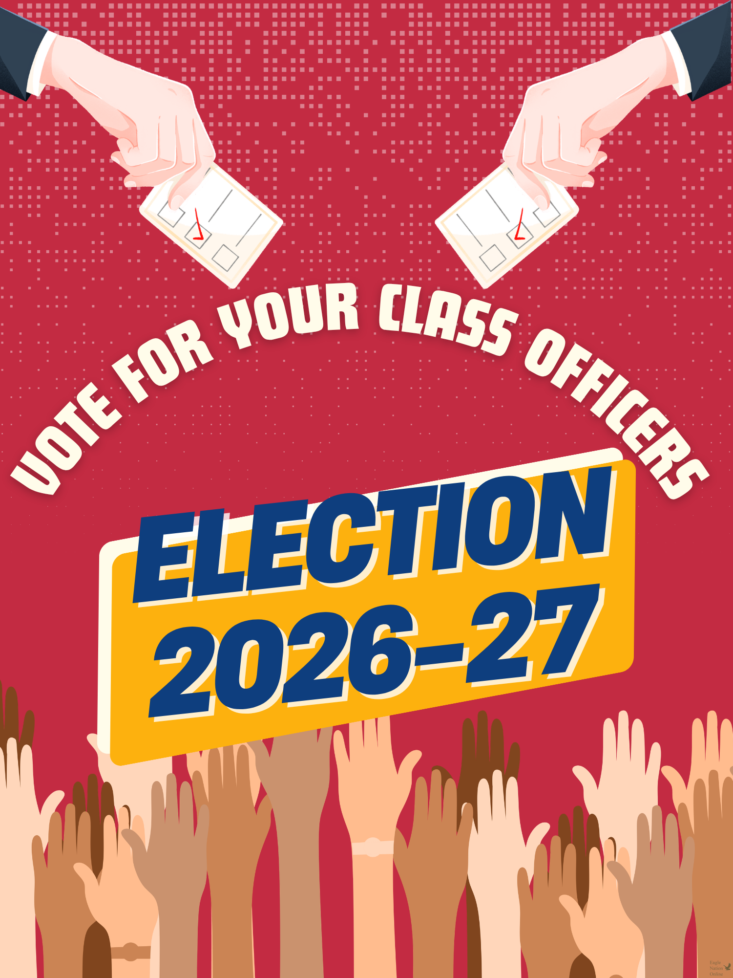 This graphic was made in Canva by Sahasra Kandiboyina. It informs students about the 2026-27 Class Officer Elections. The event will take place Apr. 15-16.