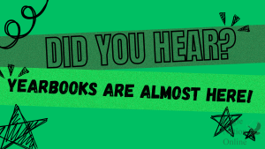 Made in Canva, the design depicts how the new yearbooks are on the way, and almost ready to be given out to students. The Eagle Yearbook staff worked on the book throughout the whole year. "We sort them into boxes alphabetically," senior Isabella Rodriguez said. "So when someone comes up to the table in the arena foyer, we can just go and find the book super easily."