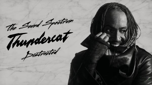 Through a graphic designed in Pixlr by sophomore Ethan Chatelain, the minimalistic style of the fourteenth episode of the second season of The Sound Spectrum is presented. For this episode, hosts Chatelain and Victoria Byers review and discuss Thundercat’s latest album, “Distracted” Overall, the album was rated an eight on the “Sound Spectrum” scale.